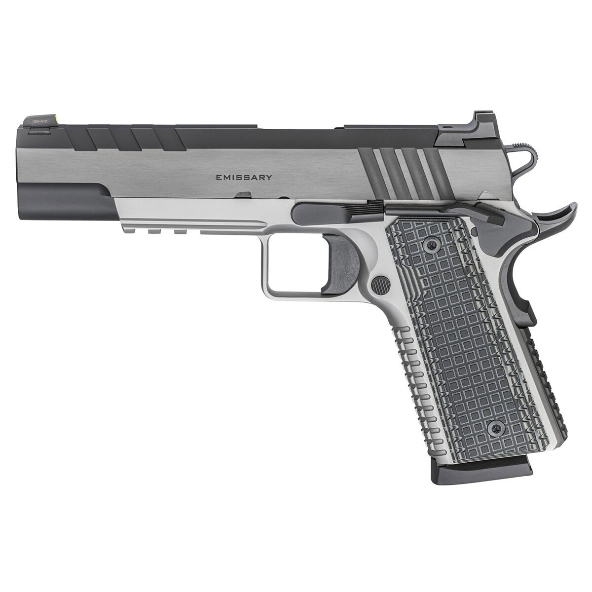 Springfield Armory 1911 Emissary 45 Auto (ACP) 5in Stainless/Black Pistol - 8+1 Rounds - Stainless/Black Springfield Armory 1911 Emissary 45 Auto (ACP) 5in Stainless/Black Pistol - 8+1 Rounds - Stainless/Black
