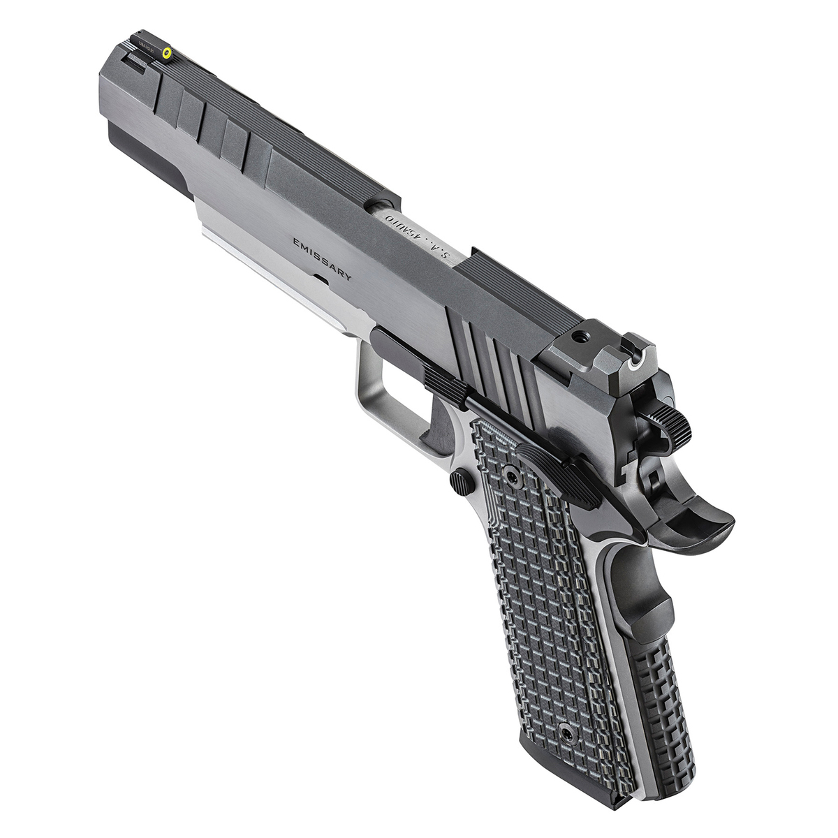 Springfield Armory 1911 Emissary 45 Auto (ACP) 5in Stainless/Black Pistol - 8+1 Rounds - Stainless/Black Springfield Armory 1911 Emissary 45 Auto (ACP) 5in Stainless/Black Pistol - 8+1 Rounds - Stainless/Black