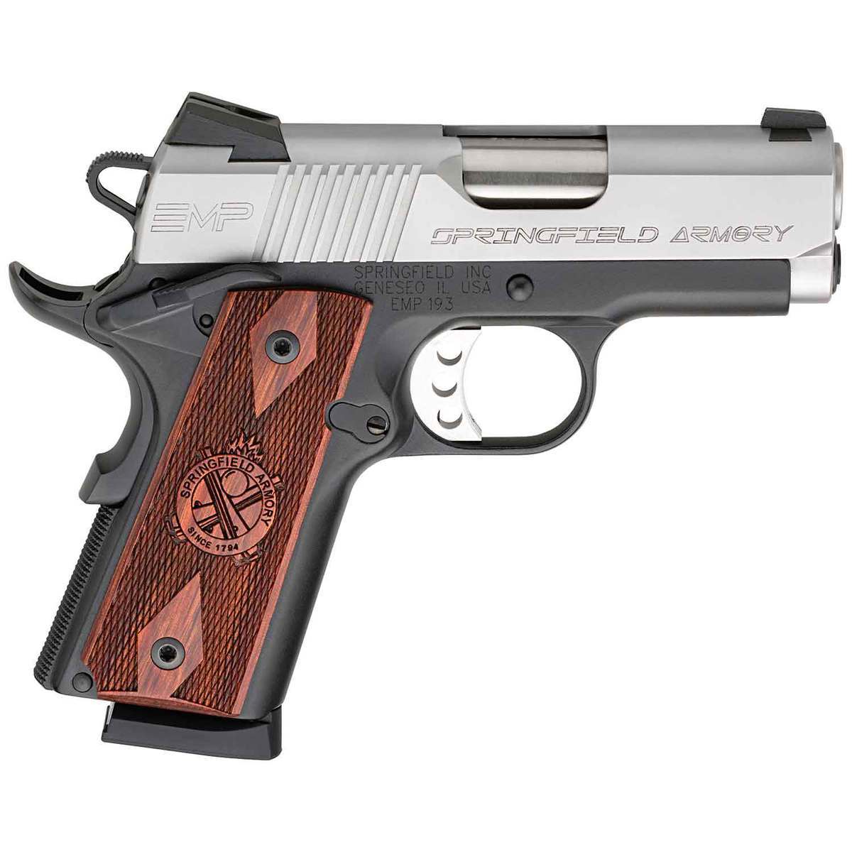 Springfield Armory 1911 EMP 9mm Luger 3in Black/Stainless Pistol - 9+1 Rounds - California Compliant Springfield Armory 1911 EMP 9mm Luger 3in Black/Stainless Pistol - 9+1 Rounds - California Compliant