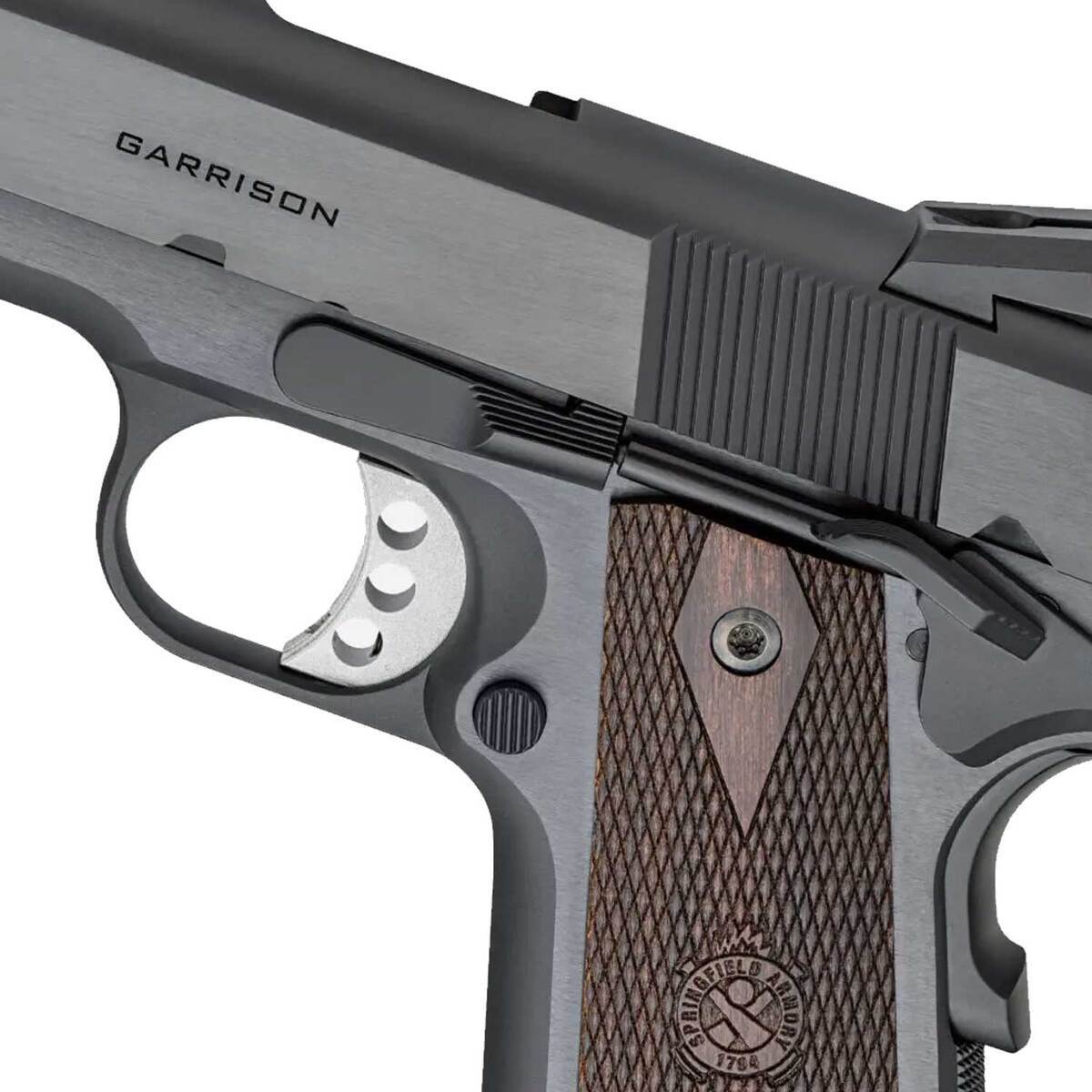 Springfield Armory 1911 Garrison 45 Auto (ACP) 4.25in Blued Pistol - 7+1 Rounds - Black Springfield Armory 1911 Garrison 45 Auto (ACP) 4.25in Blued Pistol - 7+1 Rounds - Black
