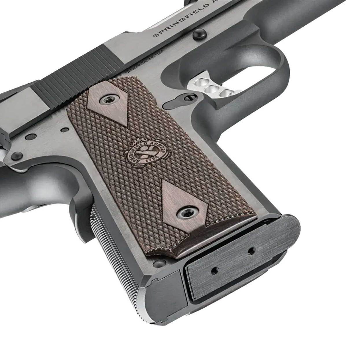 Springfield Armory 1911 Garrison 45 Auto (ACP) 4.25in Blued Pistol - 7+1 Rounds - Black Springfield Armory 1911 Garrison 45 Auto (ACP) 4.25in Blued Pistol - 7+1 Rounds - Black