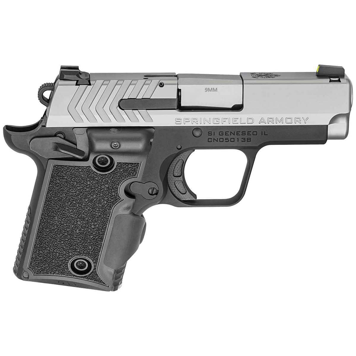 Springfield Armory 911 w / Viridian Green Laser 9mm Luger 2.7in Stainless/Black Pistol - 7+1 Rounds Springfield Armory 911 w / Viridian Green Laser 9mm Luger 2.7in Stainless/Black Pistol - 7+1 Rounds