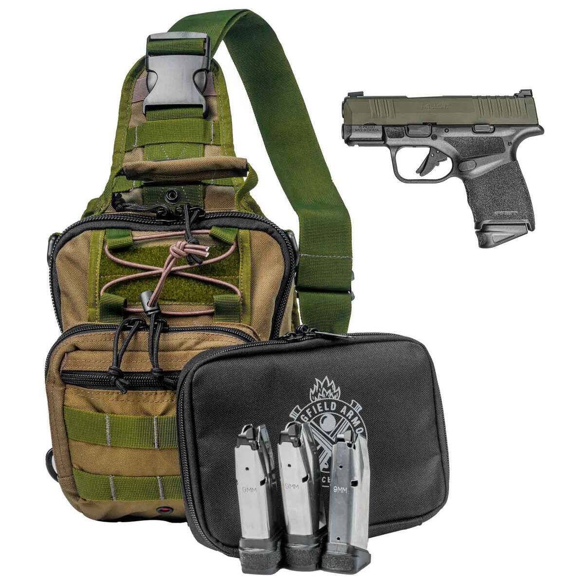 Springfield Armory Hellcat Sling Package 9mm Luger 3in OD Green Pistol - 15+1 Rounds - Green Springfield Armory Hellcat Sling Package 9mm Luger 3in OD Green Pistol - 15+1 Rounds - Green
