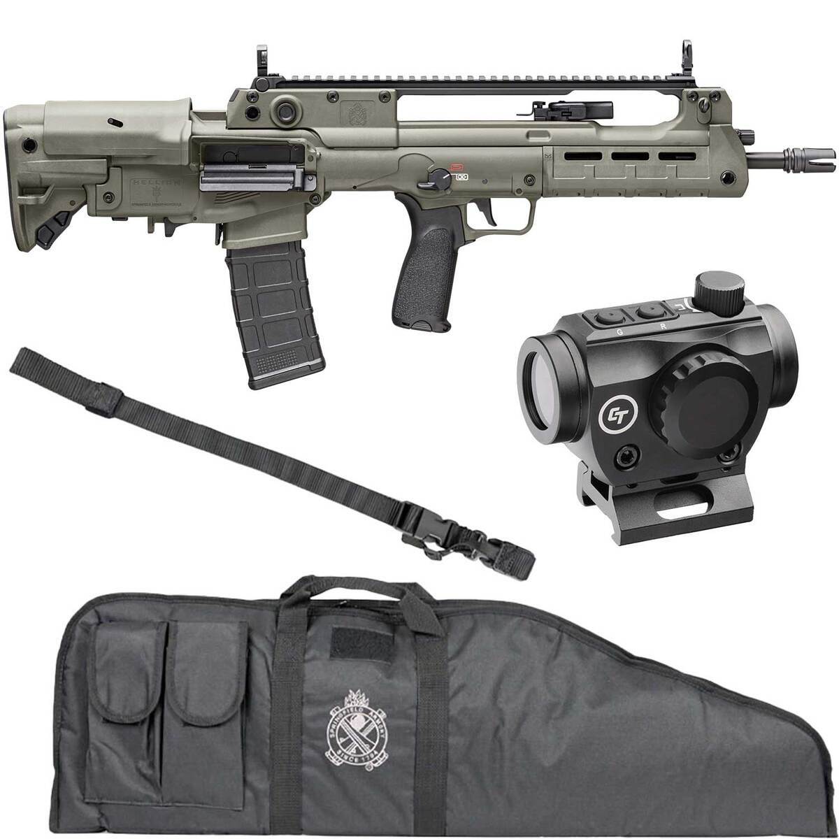 Springfield Armory Hellion Gear Up Package 5.56mm NATO 16in OD Green Semi Automatic Modern Sporting Rifle - 30+1 Rounds - Green Springfield Armory Hellion Gear Up Package 5.56mm NATO 16in OD Green Semi Automatic Modern Sporting Rifle - 30+1 Rounds - Green