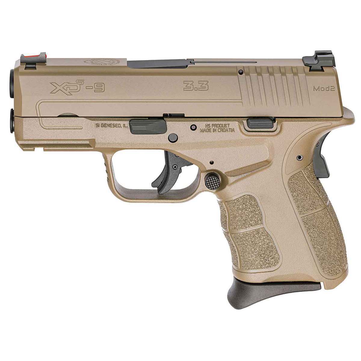 Springfield Armory XD-S Mod.2 9mm Luger 3.3in Flat Dark Earth Pistol - 9+1 Rounds - Tan Springfield Armory XD-S Mod.2 9mm Luger 3.3in Flat Dark Earth Pistol - 9+1 Rounds - Tan