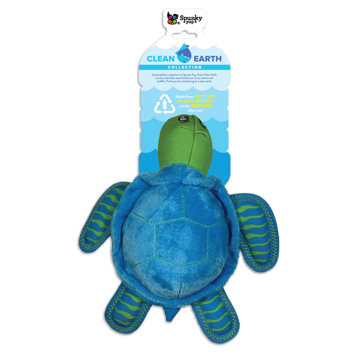 Spunky Pup Recycled PETE Turtle Dog Toy - Large - Green/Blue Spunky Pup Recycled PETE Turtle Dog Toy - Large - Green/Blue