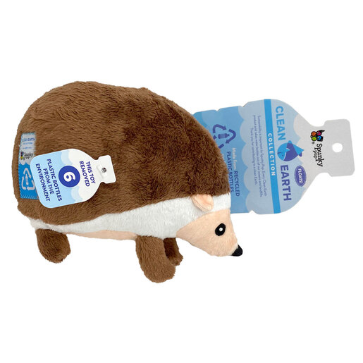 Spunky Pup Recycled PETE Hedgehog Dog Toy - Large - Brown