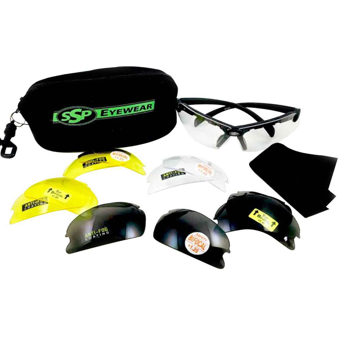 SSP Top Focal Shooting Glasses Ultra Kit - 1.75 Magnification - Black/Yellow/Clear SSP Top Focal Shooting Glasses Ultra Kit - 1.75 Magnification - Black/Yellow/Clear