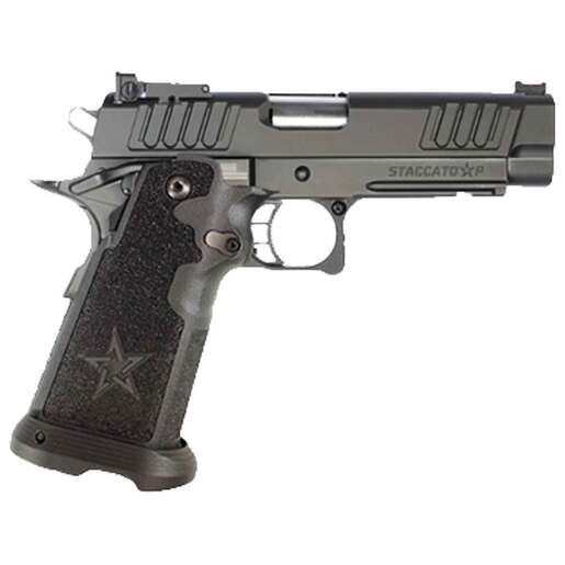 Staccato P Irons 9mm Luger 4.4in Black Anodized Aluminum Pistol - 20+1 Rounds - Black Fullsize - Staccato