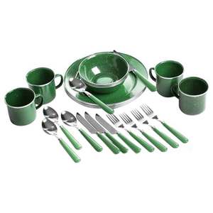 Stansport 24 Piece Tableware - Green