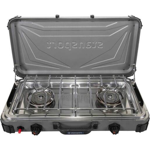 Stansport Boulder 2-Burner Propane Stove - Silver