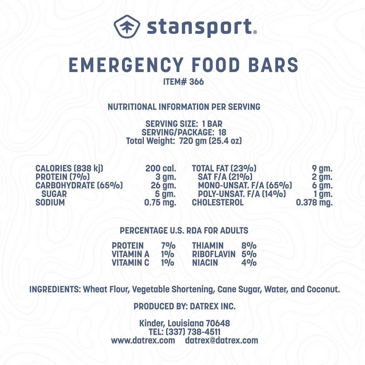 Stansport Emergency Food Bars - 18 Servings Stansport Emergency Food Bars - 18 Servings