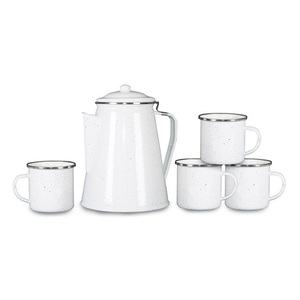 Stansport Enamel Percolator Coffee Pot & Mug Set