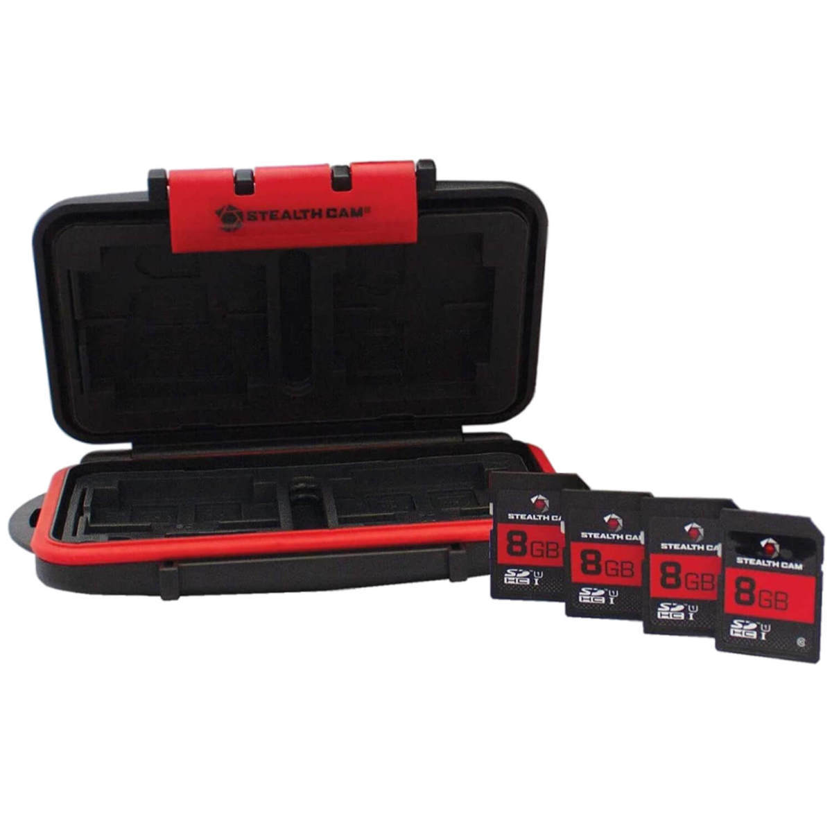 Stealth Cam SD Card Case With Four 8GB SD Cards - Black/Red 8GB Stealth Cam SD Card Case With Four 8GB SD Cards - Black/Red 8GB