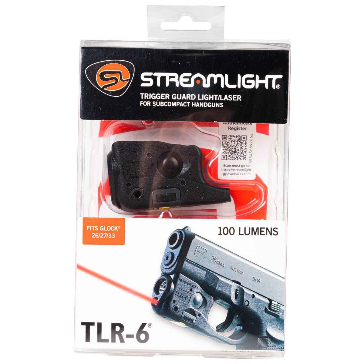 Streamlight TLR-6 Tactical Weapon Light With Red Laser - Glock 26, 27, 33 - Black Streamlight TLR-6 Tactical Weapon Light With Red Laser - Glock 26, 27, 33 - Black