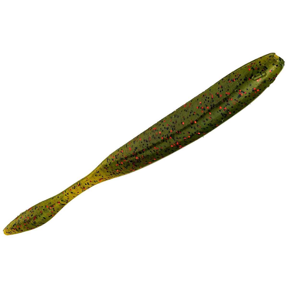 Strike King KVD Fat Baby Finesse Worm Fishing Lure - Green Pumpkin Sapphire Color
