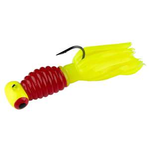 Stike King Mr. Crappie Sausage Head with Thunder Tail Panfish Bait - Red Rooster/Chartreuse, 1/16oz, 3 Pack