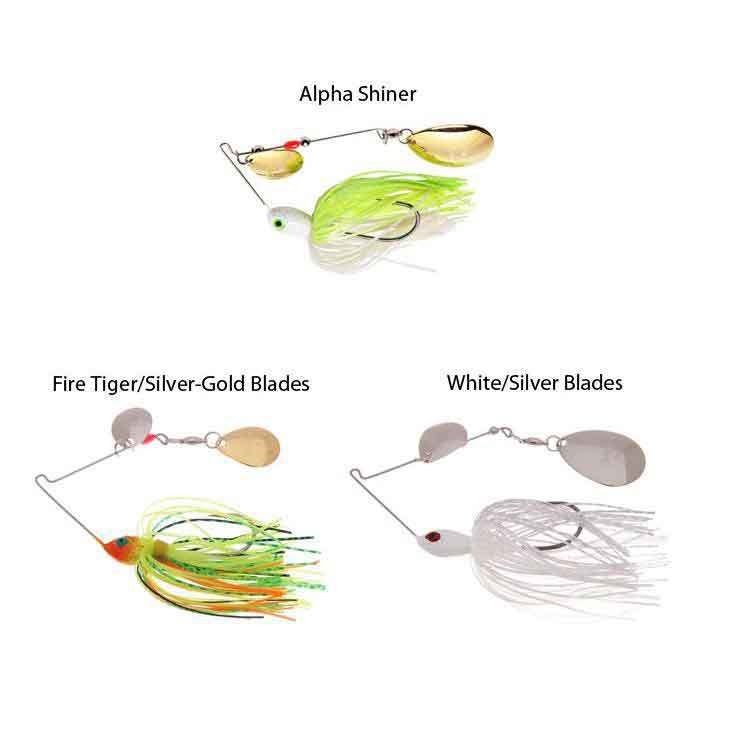 Strike King Premier Double Colorado Spinnerbait - White/Silver Blades, 3/8oz - White/Silver Blades Strike King Premier Double Colorado Spinnerbait - White/Silver Blades, 3/8oz - White/Silver Blades
