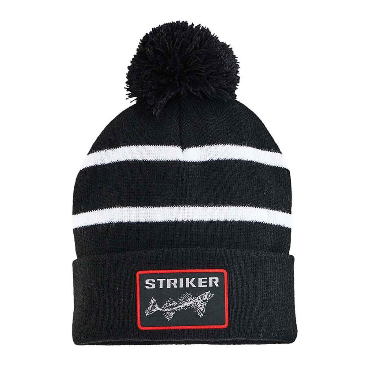 Striker Ice Striped Pom Men's Ice Fishing Hat Striker Ice Striped Pom Men's Ice Fishing Hat