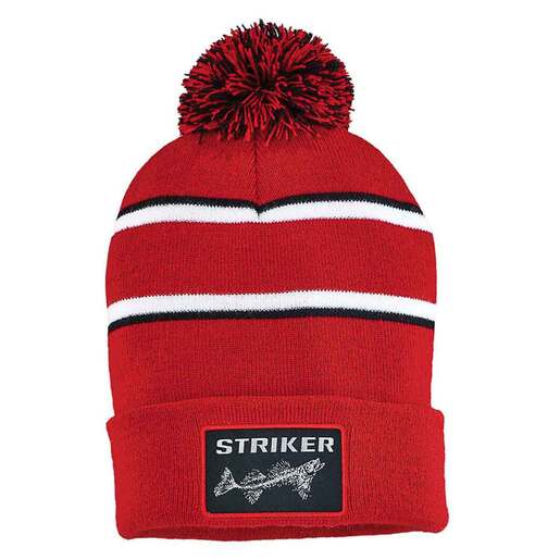 Striker Ice Striped Pom Men's Ice Fishing Hat - Black/White One Size Fits Most - Striker