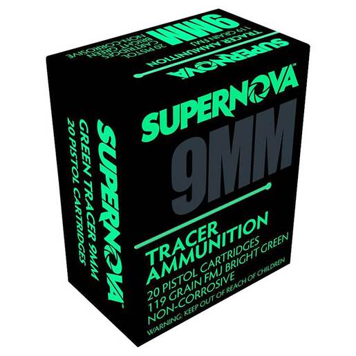 Supernova Tracer 9mm Luger 119gr FMJ Handgun Ammo Ammo - 20 Rounds Ammo - Red 20 Rounds - Red Ammo