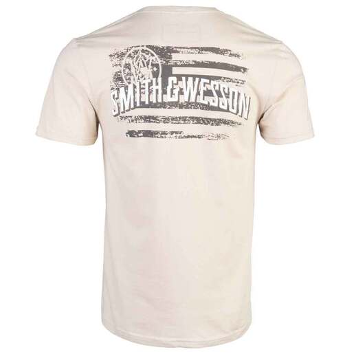 Smith & Wesson Men's Distressed USA Flag Short-Sleeve Casual Shirt - Desert Sand XXL - Smith & Wesson