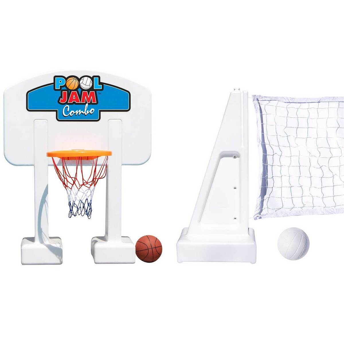 Swimline PoolJam Inground Pool Basketball & Volleyball Game Combo - White Swimline PoolJam Inground Pool Basketball & Volleyball Game Combo - White
