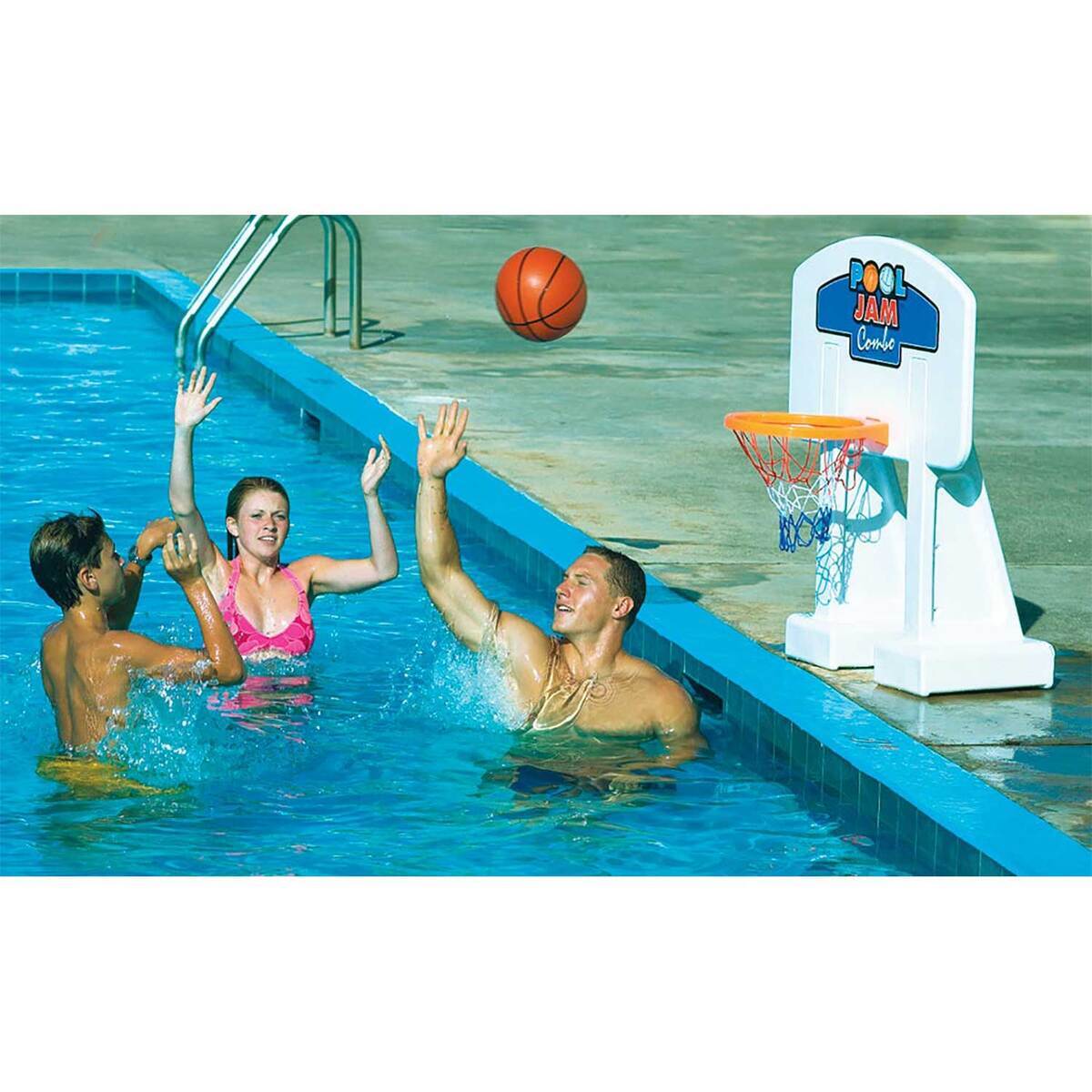 Swimline PoolJam Inground Pool Basketball & Volleyball Game Combo - White Swimline PoolJam Inground Pool Basketball & Volleyball Game Combo - White