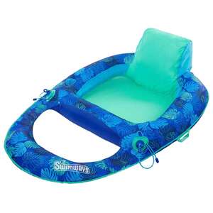 SwimWays Elite Spring Float Recliner Pool Lounge Chair - Blue