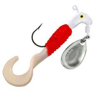 T T I Blakemore Curly Tail Road Runner Underspin Jig - White/Red, 1/16oz, 1-1/2in, 2pk