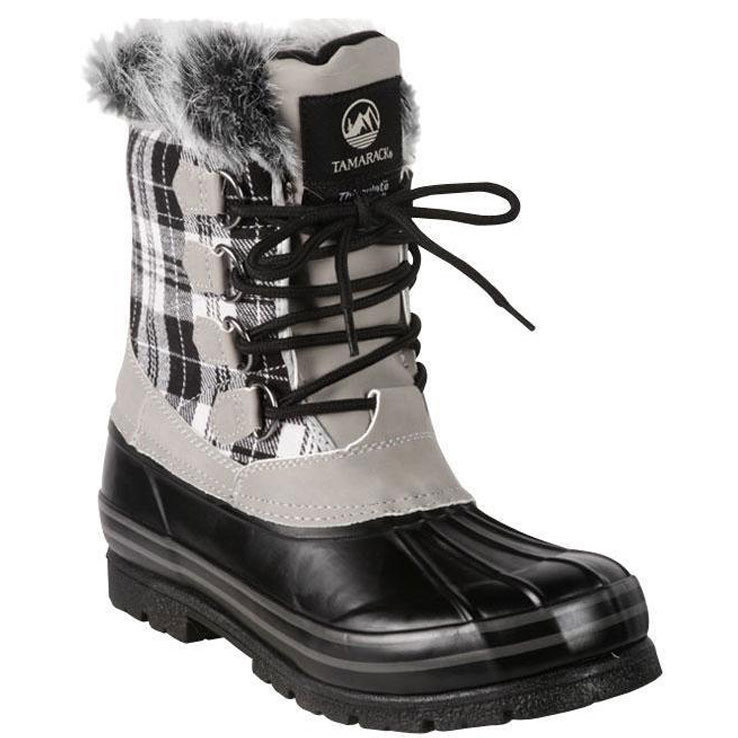 Tamarack Women S Plaid Pac Waterproof Winter Boots White Black