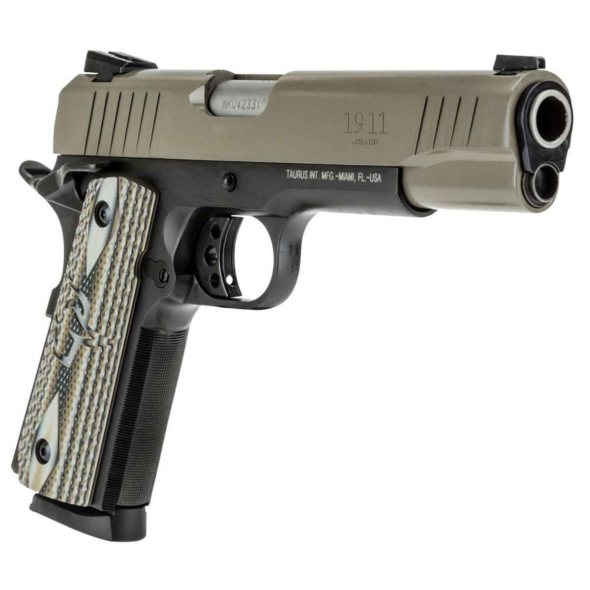 Taurus 1911 45 Auto (ACP) 5in Sand Cerakote/Matte Black Pistol - 8+1 Rounds Taurus 1911 45 Auto (ACP) 5in Sand Cerakote/Matte Black Pistol - 8+1 Rounds