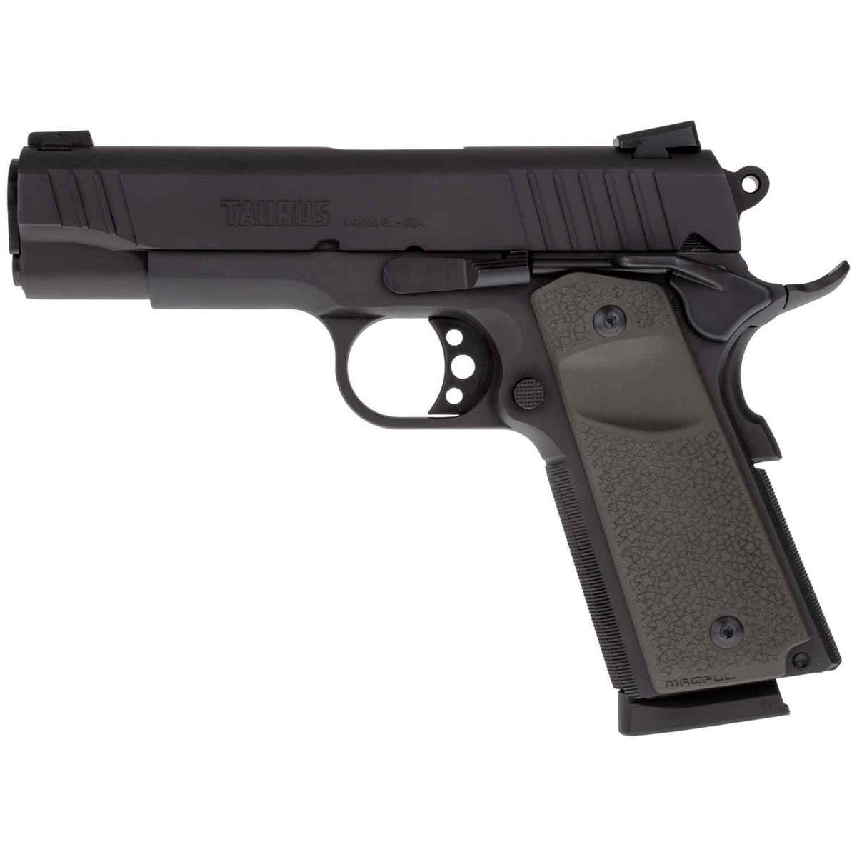 Taurus 1911 Commander 45 Auto (ACP) 4.2in Matte Black/OD Green Pistol - 8+1 Rounds - Black/OD Green Taurus 1911 Commander 45 Auto (ACP) 4.2in Matte Black/OD Green Pistol - 8+1 Rounds - Black/OD Green