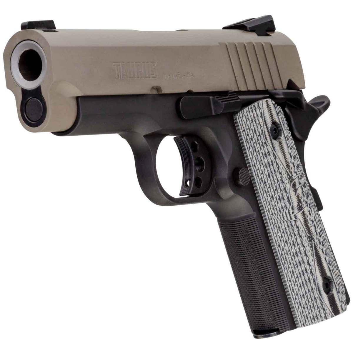 Taurus 1911 Officer 45 Auto (ACP) 3.5in Black/Desert Sand Pistol - 6+1 Rounds - Black/Desert Sand Taurus 1911 Officer 45 Auto (ACP) 3.5in Black/Desert Sand Pistol - 6+1 Rounds - Black/Desert Sand