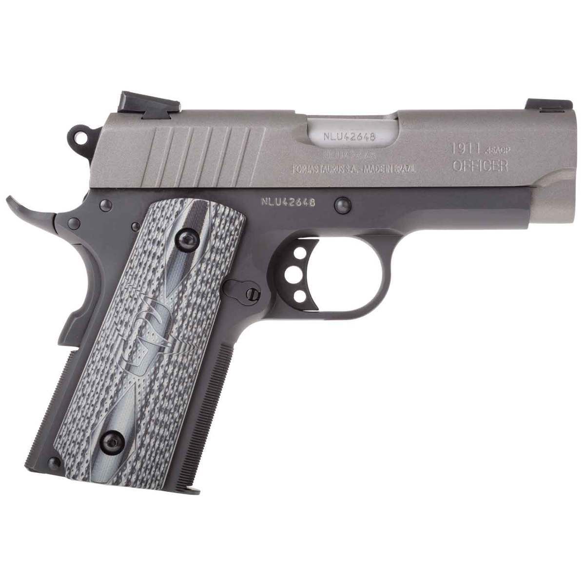 Taurus 1911 Officer 45 Auto (ACP) 3.5in Black/Gray Pistol - 6+1 Rounds - Black/Gray Taurus 1911 Officer 45 Auto (ACP) 3.5in Black/Gray Pistol - 6+1 Rounds - Black/Gray