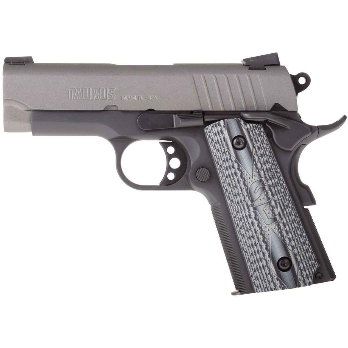 Taurus 1911 Officer 45 Auto (ACP) 3.5in Black/Gray Pistol - 6+1 Rounds - Black/Gray Taurus 1911 Officer 45 Auto (ACP) 3.5in Black/Gray Pistol - 6+1 Rounds - Black/Gray