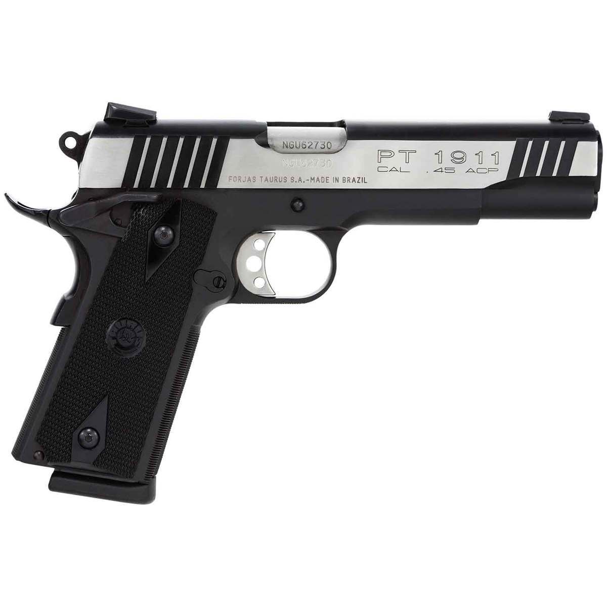 Taurus 1911 45 Auto (ACP) 5in Stainless Steel w/ Black Accents Pistol - 8+1 Rounds - Black Taurus 1911 45 Auto (ACP) 5in Stainless Steel w/ Black Accents Pistol - 8+1 Rounds - Black