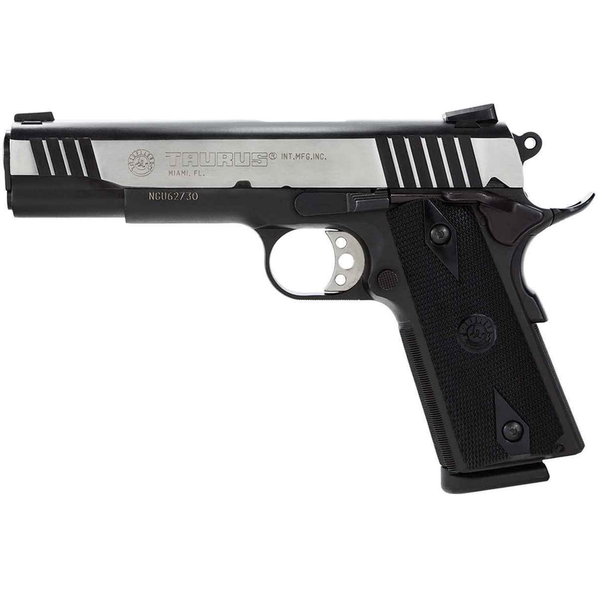 Taurus 1911 45 Auto (ACP) 5in Stainless Steel w/ Black Accents Pistol - 8+1 Rounds - Black Taurus 1911 45 Auto (ACP) 5in Stainless Steel w/ Black Accents Pistol - 8+1 Rounds - Black