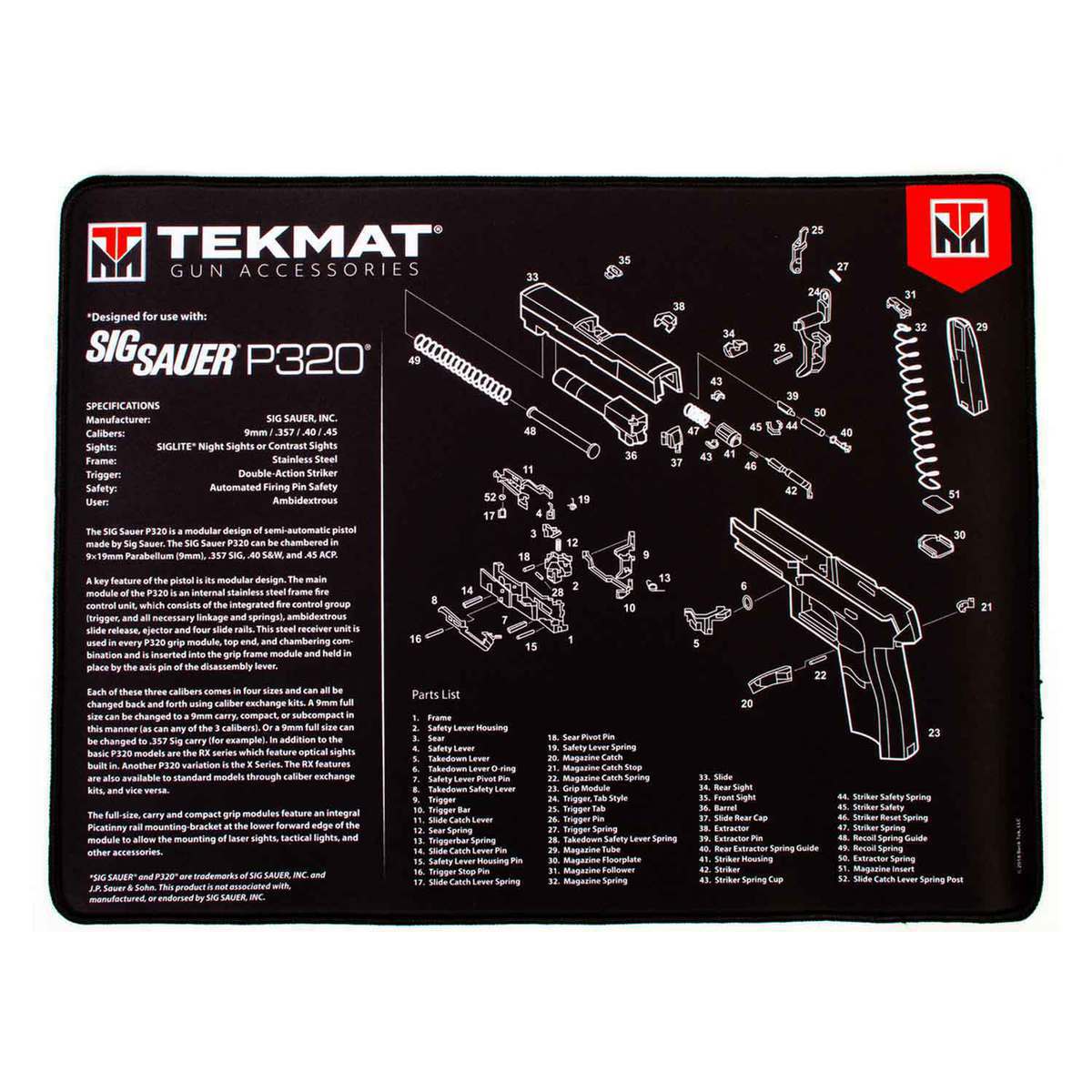 Tekmat Sig Sauer P320 Ultra Premium Gun Cleaning Mat - 15in x 20in Tekmat Sig Sauer P320 Ultra Premium Gun Cleaning Mat - 15in x 20in