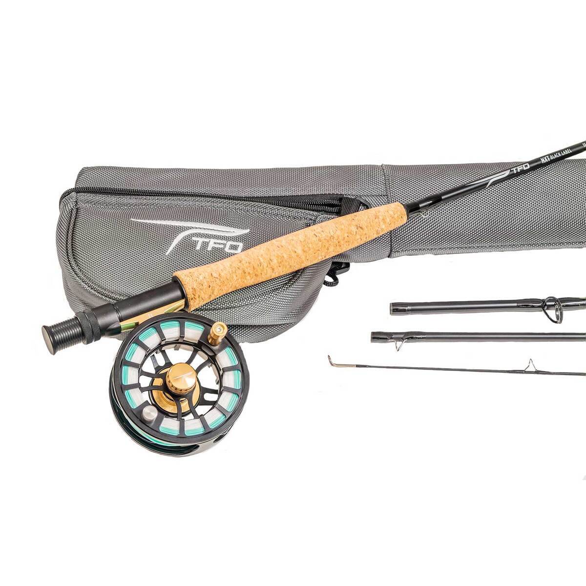 Temple Fork Outfitters NXT Black Label Fly Fishing Rod and Reel Kit - 9ft, 5wt, Moderate Fast Action, 4pc - Black / Black Gold Temple Fork Outfitters NXT Black Label Fly Fishing Rod and Reel Kit - 9ft, 5wt, Moderate Fast Action, 4pc - Black / Black Gold