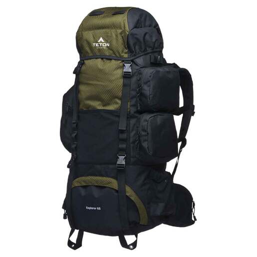 TETON Sports Explorer 65L Internal Frame Backpacking Pack - Olive Green - Teton Sports