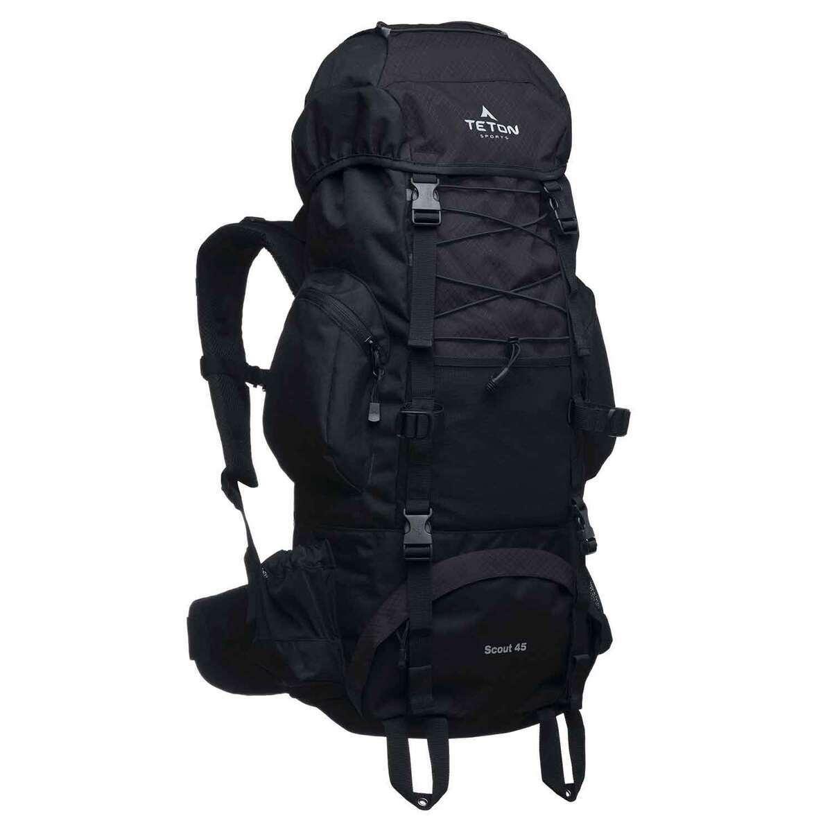 TETON Sports Scouts 45L Internal Frame Backpacking Pack - Black - Black TETON Sports Scouts 45L Internal Frame Backpacking Pack - Black - Black