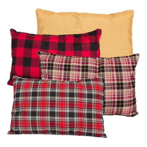 Teton XL Camp Pillow - Brown & Pink Plaid 4in x 7in x 9in