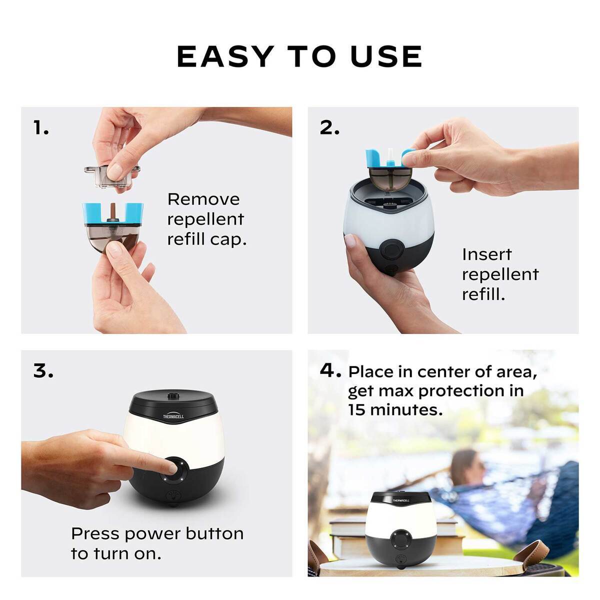 Thermacell EL55 Rechargeable Mosquito Repeller and Glow Light - White/Black - White/Black Thermacell EL55 Rechargeable Mosquito Repeller and Glow Light - White/Black - White/Black
