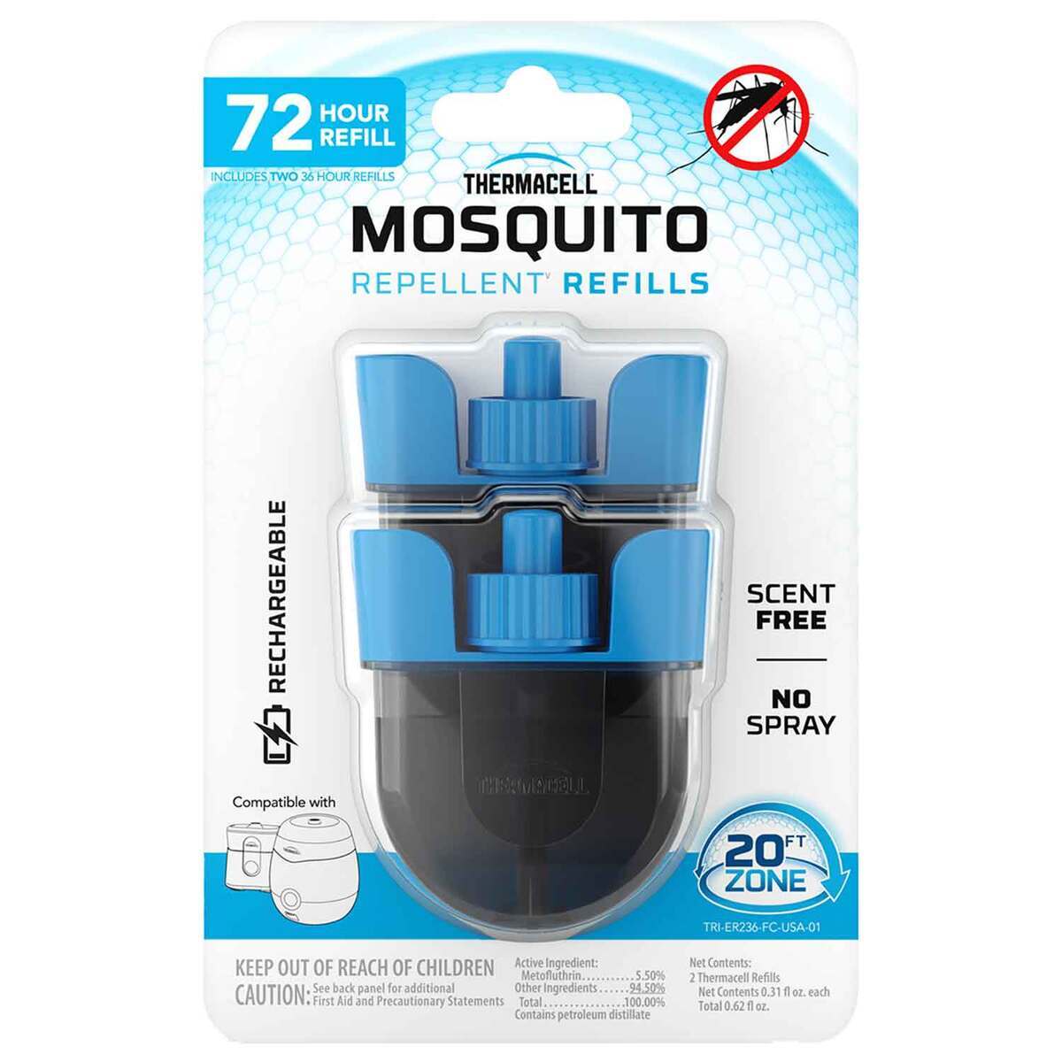 Thermacell Rechargeable Mosquito Repeller Refill - 72 hours - Grey Thermacell Rechargeable Mosquito Repeller Refill - 72 hours - Grey