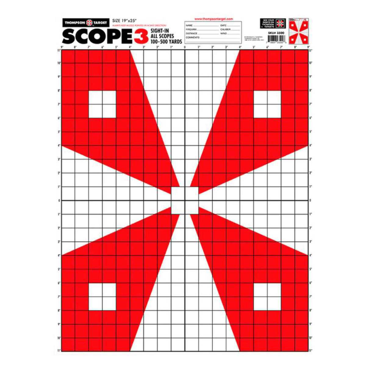 Thompson Target Scope 3 Paper Alignment Sight-In Shooting Target - 1 ...