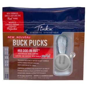 Tink's #69 Synthetic Doe-In-Rut Buck Pucks Deer Scents - 3 Pack