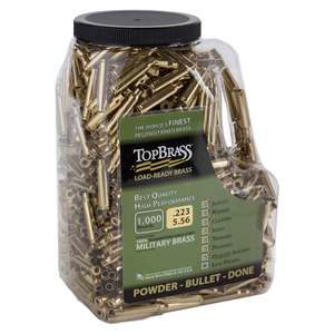 Top Brass 223 Remington Rifle Reloading Brass - 1000 Count