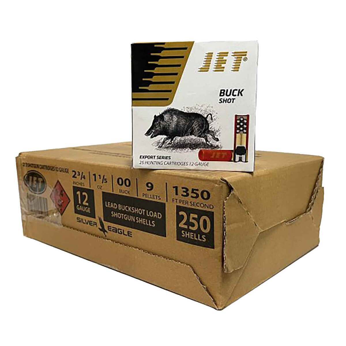 TR Imports Jet 12 Gauge 2-3/4in 00 Buck 1-1/5oz Buckshot Shotshells - 250 Rounds TR Imports Jet 12 Gauge 2-3/4in 00 Buck 1-1/5oz Buckshot Shotshells - 250 Rounds