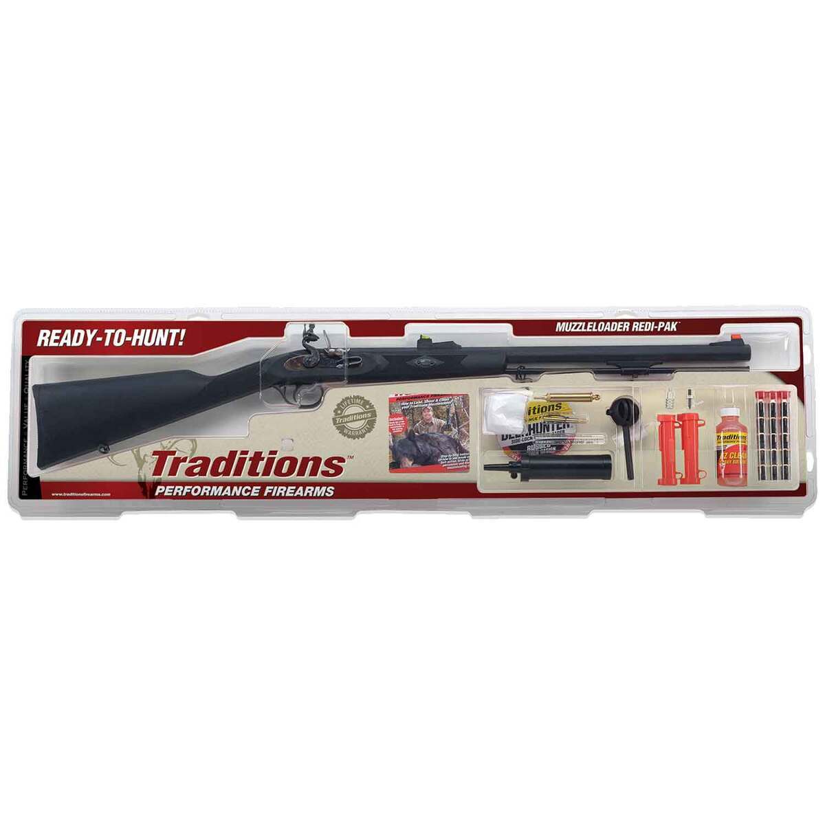 Traditions Deerhunter 50 Caliber Black Blued Flintlock Traditional Muzzleloader - 24in - Black Traditions Deerhunter 50 Caliber Black Blued Flintlock Traditional Muzzleloader - 24in - Black